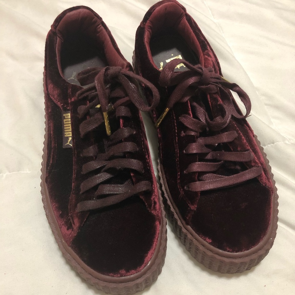 Burgundy Velvet Puma Creepers